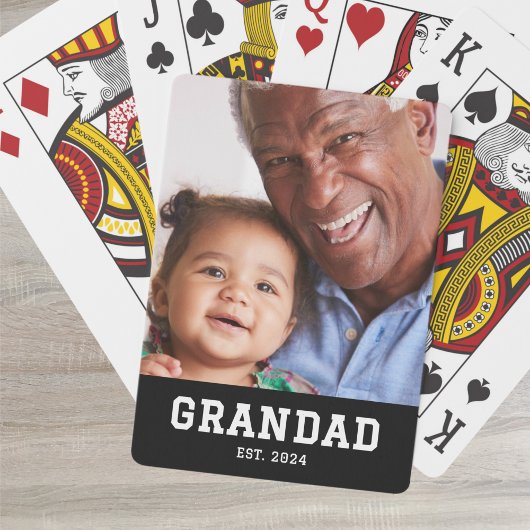Grandad Established Bold Black Photo Pokerkaarten