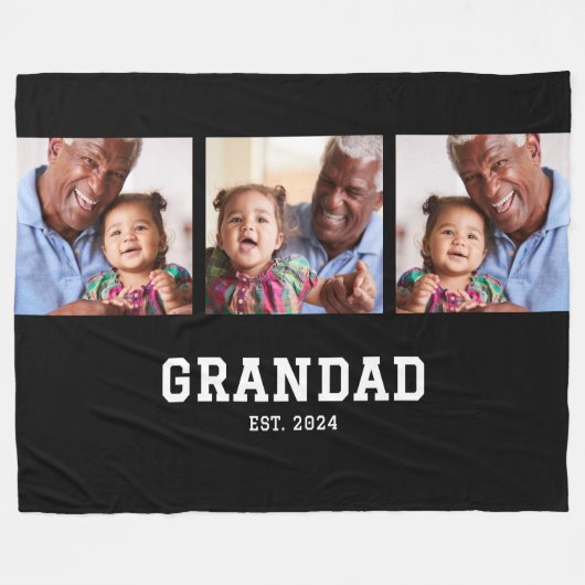 Grandad Established Elegant Bold Black 3 Photo Fleece Deken (Voorkant (Horizontaal))
