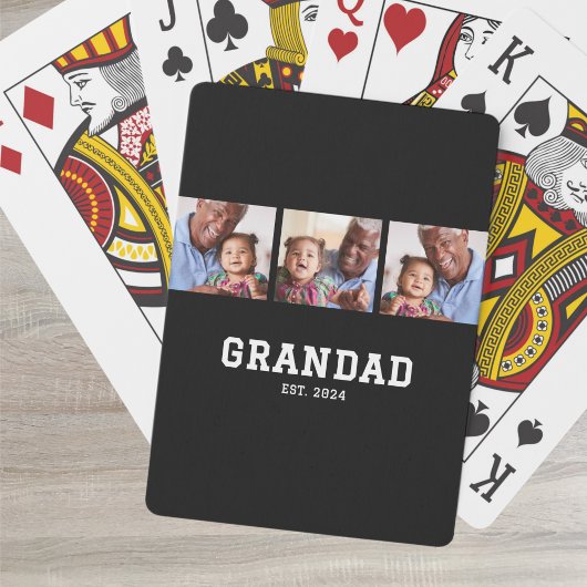 Grandad Established Modern Bold Bold Black 3 Photo Pokerkaarten