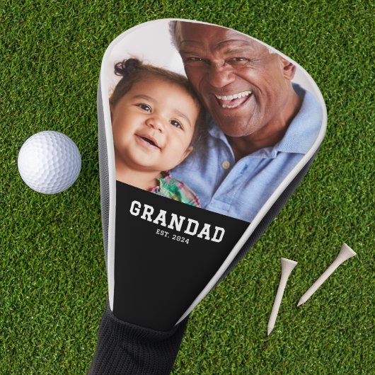 Grandad Established Modern Bold Photo Golfheadcover