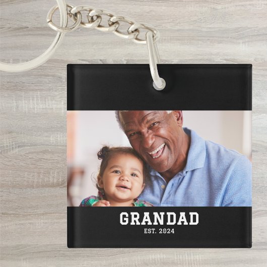 Grandad Established Modern Bold Photo Sleutelhanger