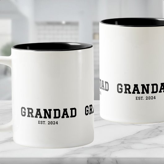 Grandad Established New Grandad Gift Tweekleurige Koffiemok