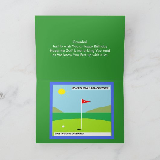 Grandad Grappig Golfen Verjaardagskaart Kaart (Binnen)