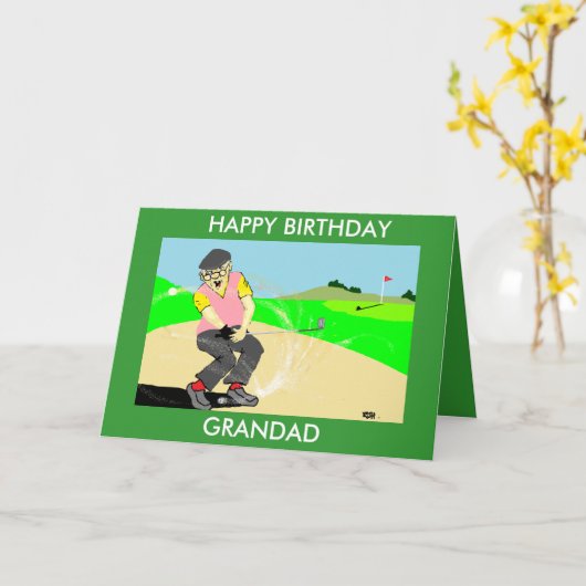 Grandad Grappig Golfen Verjaardagskaart Kaart (Gele Bloem)