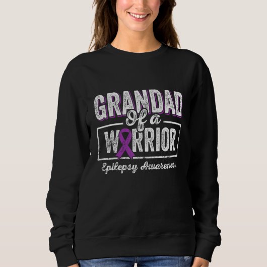 Grandad of a Warrior Epilepsy Grandad Purple Ribbo Trui (Voorkant)