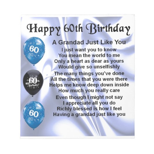 Grandad Poem - 60th Birthday Notitieblok (Voorkant)