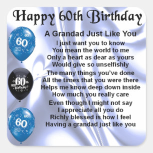 Grandad Poem - 60th Birthday Vierkante Sticker