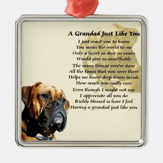 Grandad Poem - Boxer Dog Design Metalen Ornament (Voorkant)