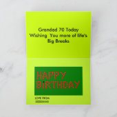Grandad Snooker kaart 70ste verjaardag (Binnen)