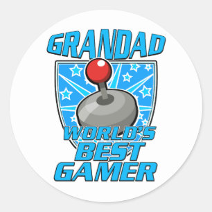Grandad World's beste gamer retro logo Ronde Sticker