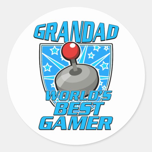 Grandad World's beste gamer retro logo Ronde Sticker (Voorkant)