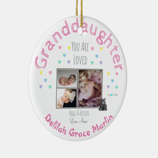 Grandaughter Ceramic Photo Ornament (Rechts)
