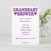 Grandbaby Shower Red en paars Kaart (Staand voorkant)