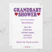 Grandbaby Shower Red en paars Kaart (Voorkant / Achterkant)