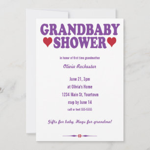 Grandbaby Shower Red en paars Kaart