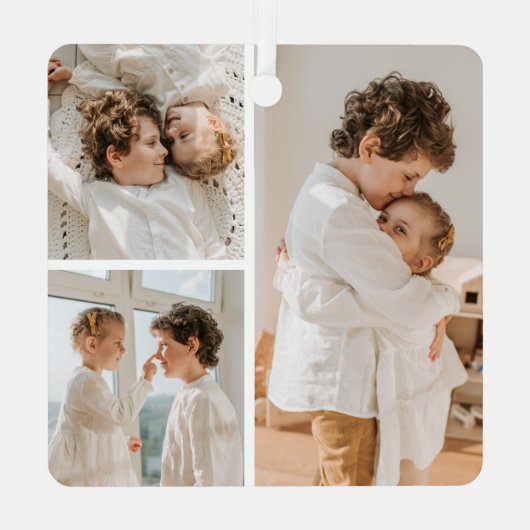 Grandchildren Gepersonaliseerd fotocollage Metalen Ornament (Achterkant)