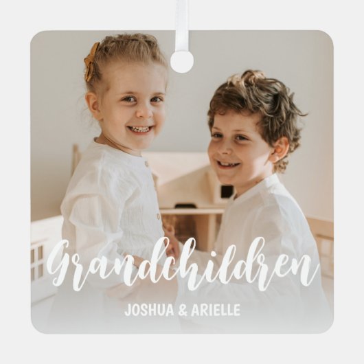 Grandchildren Gepersonaliseerd fotocollage Metalen Ornament (Voorkant)