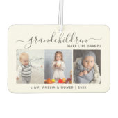 Grandchildren Make Life Grand 3 Photo Gray Script Luchtverfrisser (Achterkant)