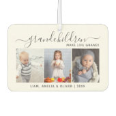 Grandchildren Make Life Grand 3 Photo Gray Script Luchtverfrisser (Voorkant)