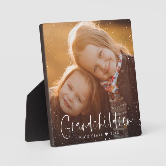 Grandchildren Moderne Script Custom Photo Gift Fotoplaat (Voorkant)