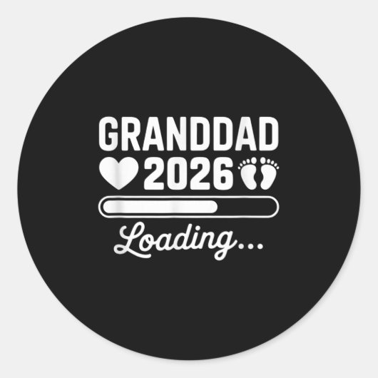 Granddad 2026 Loading New Baby Pregnancy Reveal Ronde Sticker (Voorkant)
