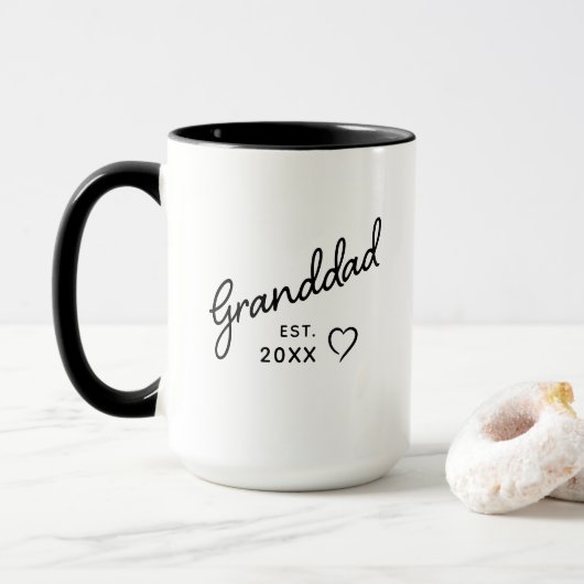 Granddad Black and White Minimalist Est Year Mok (Met donut)