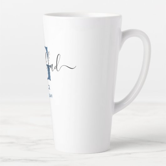 Granddad Elegant Script Monogram blauw Latte Mok (Rechts)