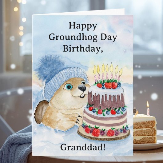 Granddad Happy Groundhog Day Birthday Groundhog Kaart