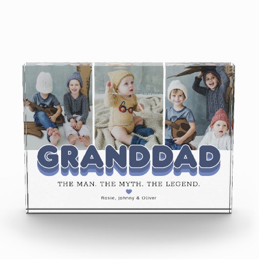 Granddad Man Myth Legend Foto Block (Voorkant)