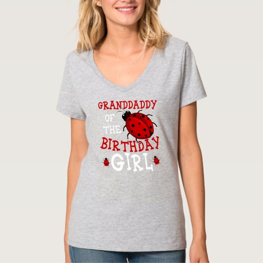 Granddaddy Of The Birthday Girl Ladybug Bday T-shirt (Voorkant)