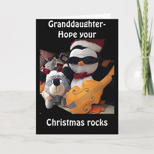 **GRANDDAUGHTE-H0PE Y0UR CHRITMAS "R0CKS"-JULLIE R FEESTDAGEN KAART (Voorkant)