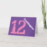 Granddaughter, 12th birthday, white, pink, purple. kaart<br><div class="desc">A purple background featuring white and pink text,  on this 12th birthday greeting for any cool granddaughter. My Funny Mind Greetings.</div>