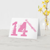 Granddaughter, 14th birthday, white and pink. kaart (Gele Bloem)