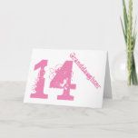 Granddaughter, 14th birthday, white and pink. kaart<br><div class="desc">A white background featuring  pink text,  on this 14th birthday greeting for any cool granddaughter. My Funny Mind Greetings.</div>