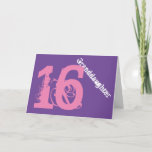 Granddaughter, 16th birthday, white, pink, purple. kaart<br><div class="desc">A purple background featuring white and pink text,  on this 16th birthday greeting for any cool granddaughter. My Funny Mind Greetings.</div>