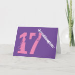 Granddaughter, 17th birthday, white, pink, purple. kaart<br><div class="desc">A purple background featuring white and pink text,  on this 17th birthday greeting for any cool granddaughter. My Funny Mind Greetings.</div>