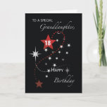 Granddaughter 18th Birthday with Red and White  Kaart<br><div class="desc">Red and white stars stand out against a black background. Inspirational card for your granddaughter's 18th birthday.</div>