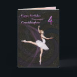 Granddaughter 4, a ballerina birthday card kaart<br><div class="desc">A beautiful ballerina dancing on a birthday card for a Granddaughter</div>