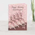 Granddaughter 4, a ballerina birthday card kaart<br><div class="desc">A beautiful ballerina dancing on a birthday card for a Granddaughter</div>