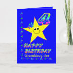 Granddaughter 4th Birthday Stars Kaart<br><div class="desc">Cute yellow star with colorful flowers and numbers for granddaughter's 4th birthday. Name on front may be modified in template. Origineel design by Anura Design Studio.</div>