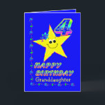 Granddaughter 4th Birthday Stars Kaart<br><div class="desc">Cute yellow star with colorful flowers and numbers for granddaughter's 4th birthday. Name on front may be modified in template. Origineel design by Anura Design Studio.</div>