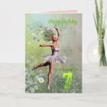 Granddaughter 7, flower fairy birthday card kaart<br><div class="desc">A beautiful ballerina flower fairy dancing on a birthday card for a Granddaughter.</div>