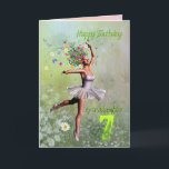 Granddaughter 7, flower fairy birthday card kaart<br><div class="desc">A beautiful ballerina flower fairy dancing on a birthday card for a Granddaughter.</div>