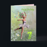 Granddaughter 7, flower fairy kaart<br><div class="desc">A beautiful ballerina flower fairy dancing on a birthday card for a Granddaughter.</div>