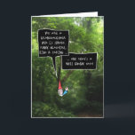 Granddaughter Birthday, Humorous Gnome in Forest Kaart<br><div class="desc">This funny birthday card for your granddaughter features a cartoon illustrated gnome with a white,  bushy beard and poiny,  red hat,  behind a bush in a foto of a forest - speaking compliments in a pair of speech bubbles with fun,  hand drawn typeface.</div>