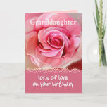 GRANDDAUGHTER Birthday met Roze Rose en Lace Kaart<br><div class="desc">Deze verjaardagskaart met zijn pastelroze roze roos en kant is een mooie manier om je zeer speciale kleindochter een Happy Birthday toe te wensen.</div>