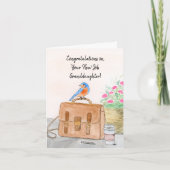 Granddaughter Congratulation Your New Job Bluebird Kaart (Voorkant)