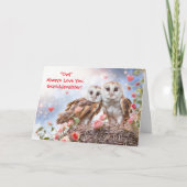 Granddaughter Cute and Fun Owl Valentines Kaart (Voorkant)