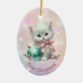 Granddaughter First Christmas Kitten Keramisch Ornament (Voorkant)