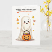 Granddaughter First Halloween Cute Shy Ghost Kaart (Gele Bloem)